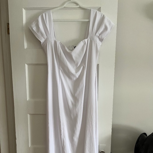 New Abercrombie & Fitch Clean Off-the-Shoulder Midi Dress Large Petite - Picture 1 of 5